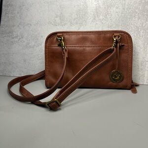 MINOOY “Urania Clutch Bag”/Organizer/Mini Crossbody in Light Cognac Leather